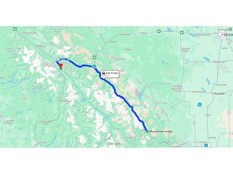 Lake Louise to Valemount Map 1